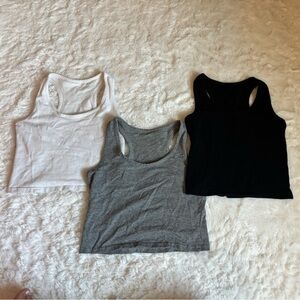 3 pcs Fitted Athletic Tank Tops White, Gray, and Black